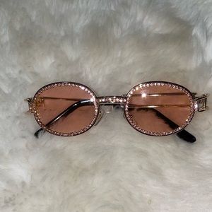 Pink Retro Style Rhinestone Sunglasses
